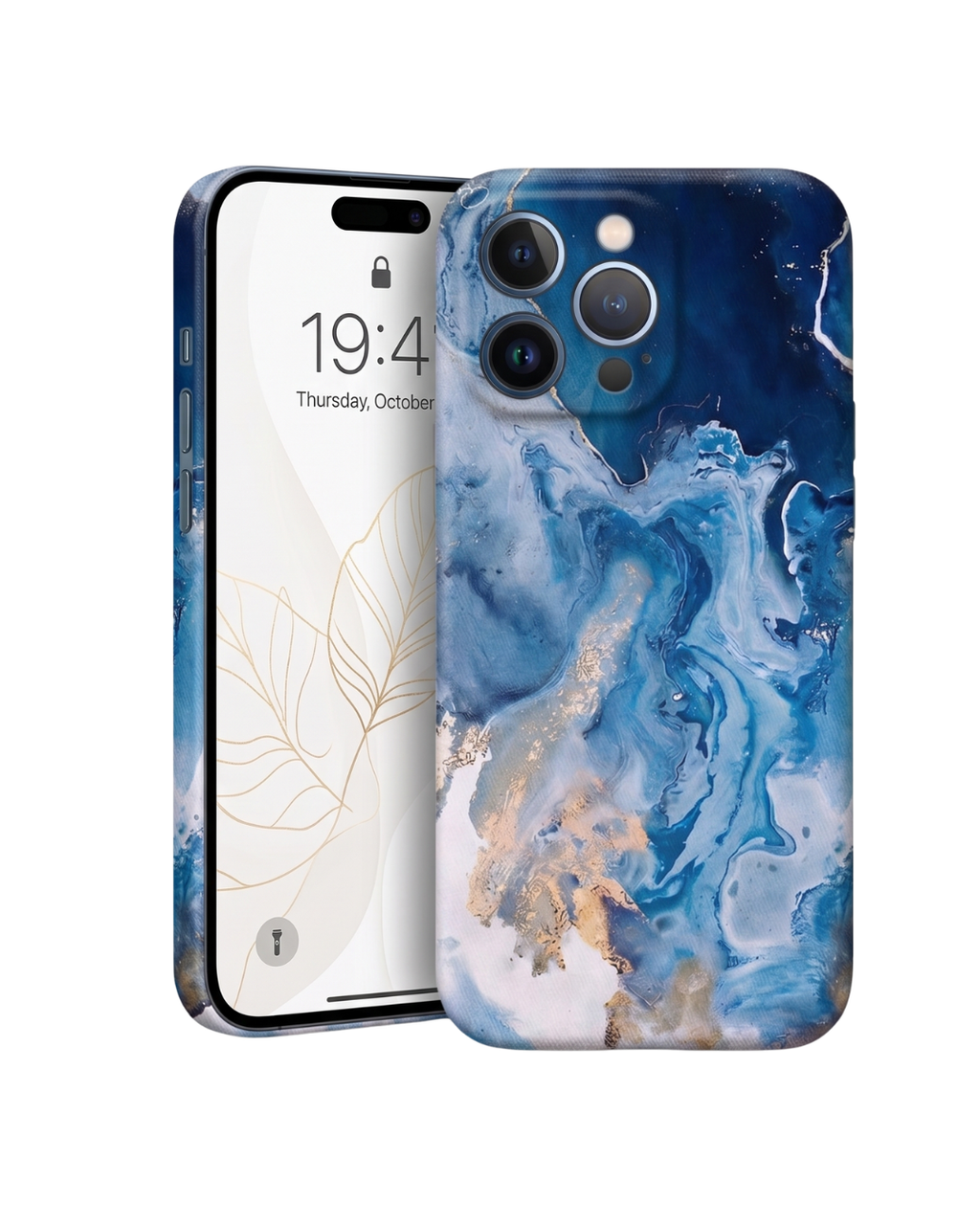 Azure Marble Golden Mist Alora Case | Funda iPhone de Silicona Antigolpes